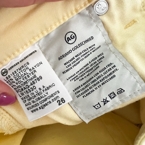 AG Adriano Goldschmied Prima Crop Butter Yellow Cigarette Jeans  Sz 26 - Picture 6 of 7